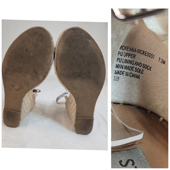 Steve Madden Heels 7.5 Espadrille Wedges Snakeskin Python Studded Spikes Ankle - Picture 13 of 13